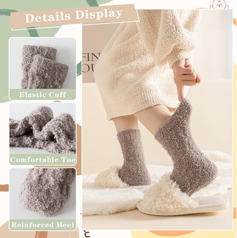 Premillow Fuzzy Socks for Women, Womens Winter Fluffy Socks 5 Pairs Ultra Soft Warm Fabric Sleeping Slipper Sock for Women - Image 3